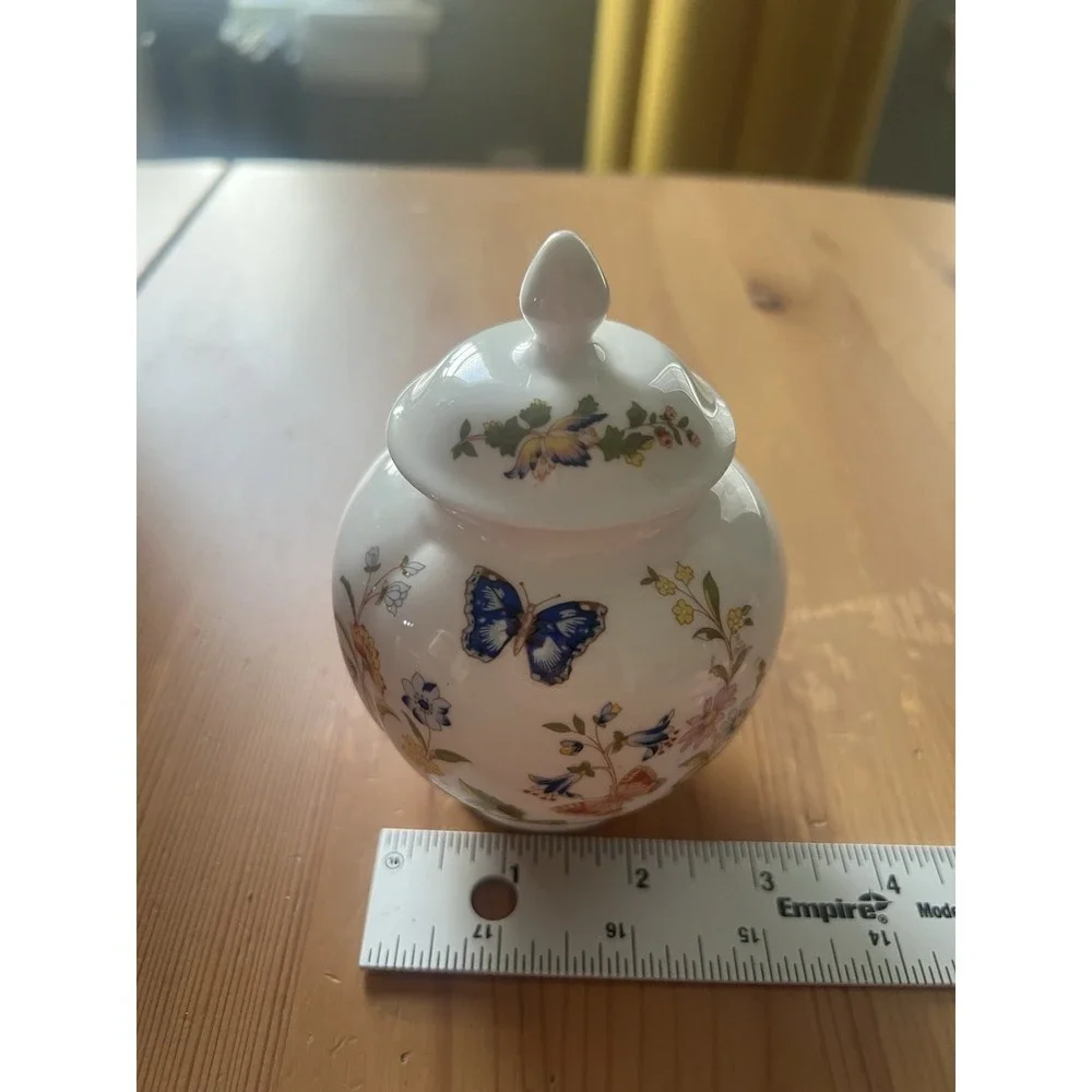 Aynsley Cottage Garden Fine Bone China Covered Ginger Jar Trinket Box England